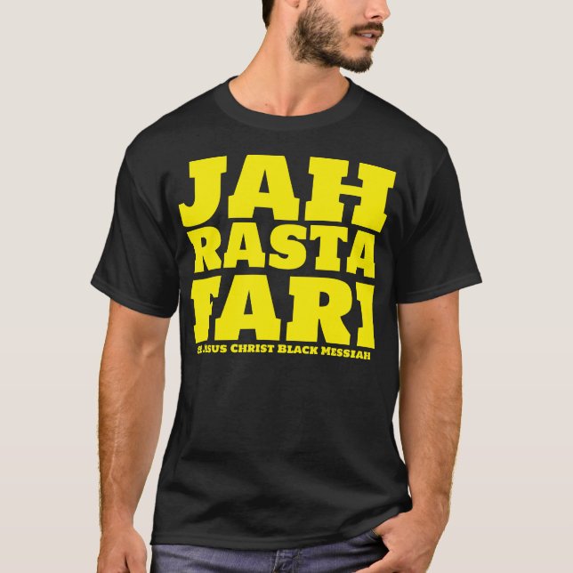 JAH RASTAFARI & BLACK MESSIAH Basic Mörk T-Shirt (Framsida)