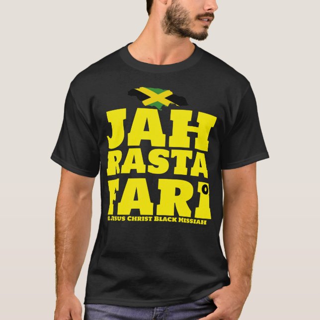 JAH RASTAFARI & BLACK MESSIAH Basic Mörk T-Shirt (Framsida)