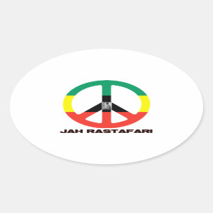 Jah Rastafari fredstecken Selassie mig Ovalt Klistermärke