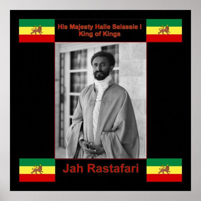Jah Rastafari, Haile Selassie I Kanvastryck 3 ft Poster (Framsidan)