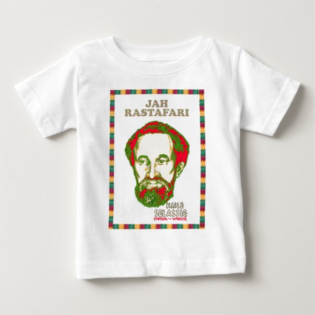 Jah Rastafari Haile Selassie krigarekejsare Tee Shirt (Framsida)