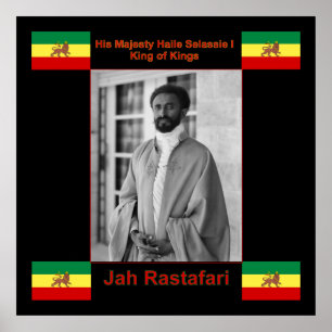 Jah Rastafari, Haile Selassie mig kanvastryck 3 ft Poster