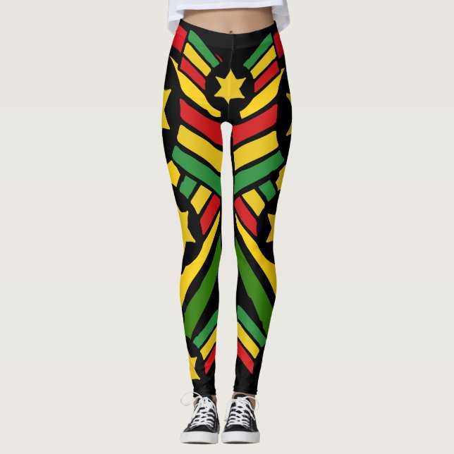 Jah Rastafari Irie Jamaican Rasta Leggings (Framsida)