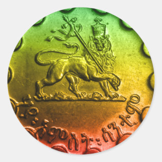 Jah Rastafari Lejon om Judah Sticker Runt Klistermärke