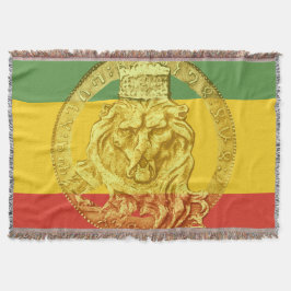 Jah Rastafari Lejon om Judah Throw Blanket Filt