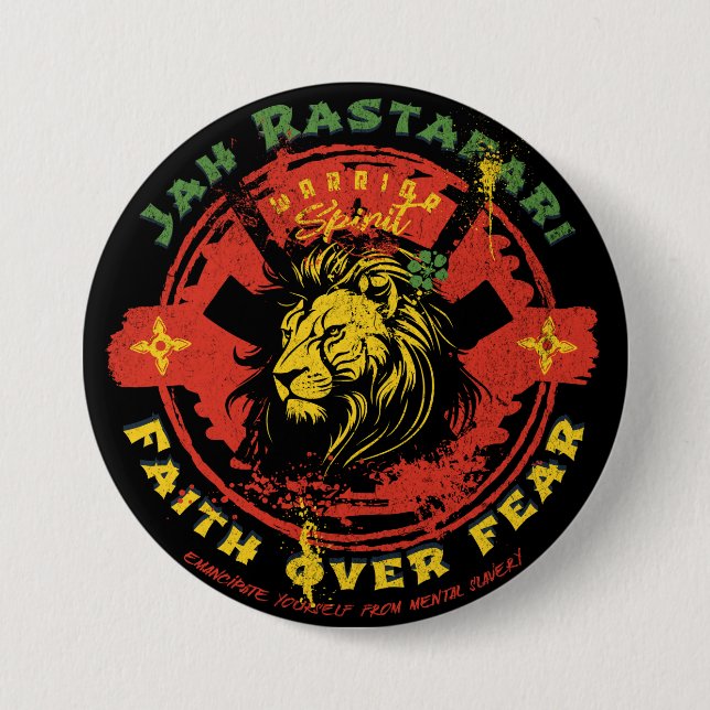 Jah Rastafari märke Knapp (Framsida)