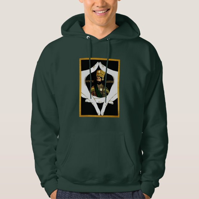 Jah Rastafari Rasta Reggae Haile Selassie Hoodie (Framsida)