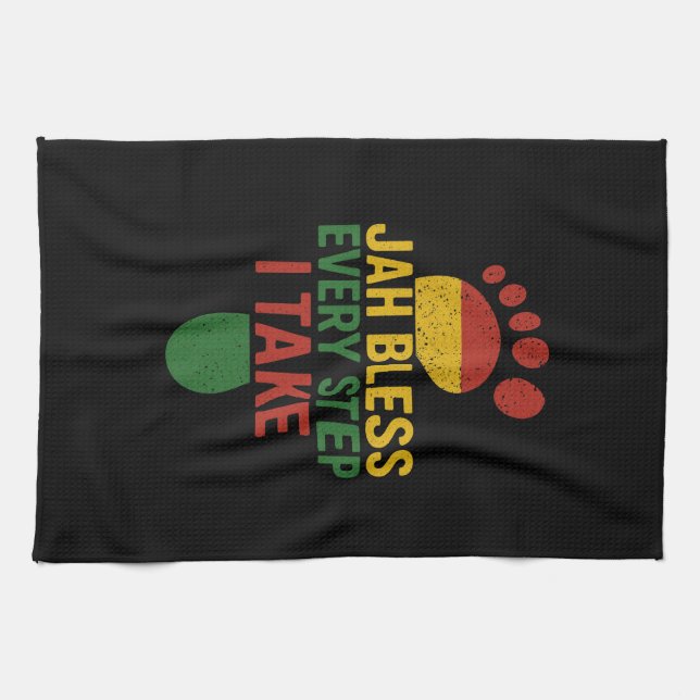 Jah Välsigna Varje Steg Jag Tar Rasta Kökshandduk (Horisontell)