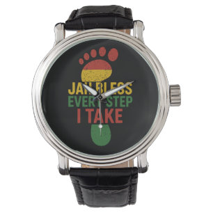Jah Välsigna Varje Steg Jag Tar Rastafarian Flagga Armbandsur