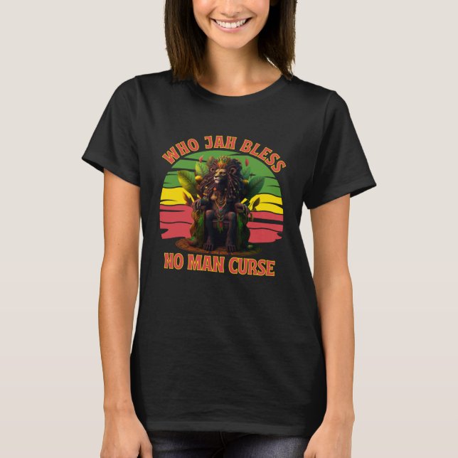 Jah Who Bless No Curse Man Rasta Flag Reggae Roots T Shirt (Framsida)