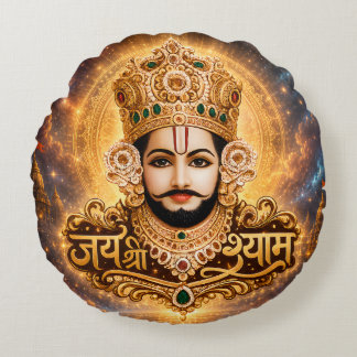 Jai Shri Khatu Shyam Ji Andaktskonst Rund Kudde