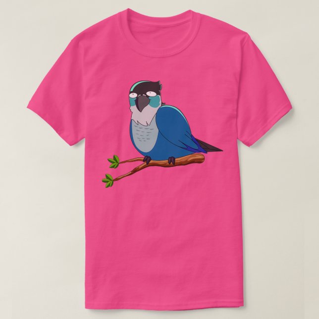 Jaiden animerar söt, roligt öga-fågel på en löv p t shirt (Design framsida)