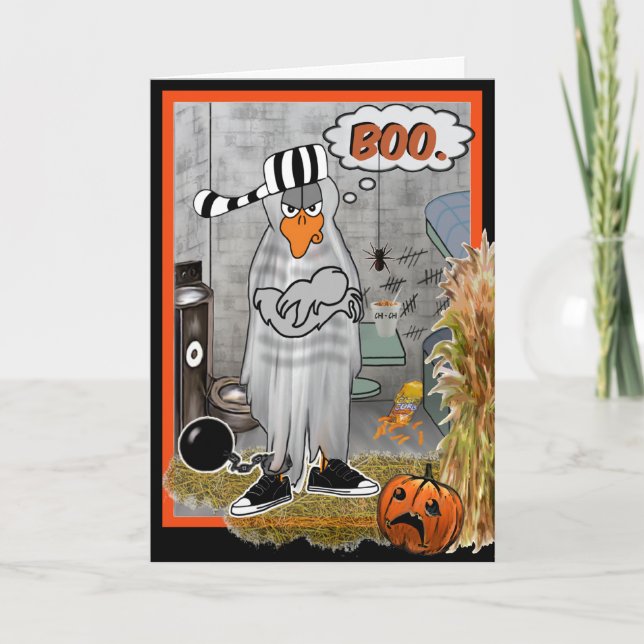 Jail Bird Ghost Halloween-kort Kort (Framsida)