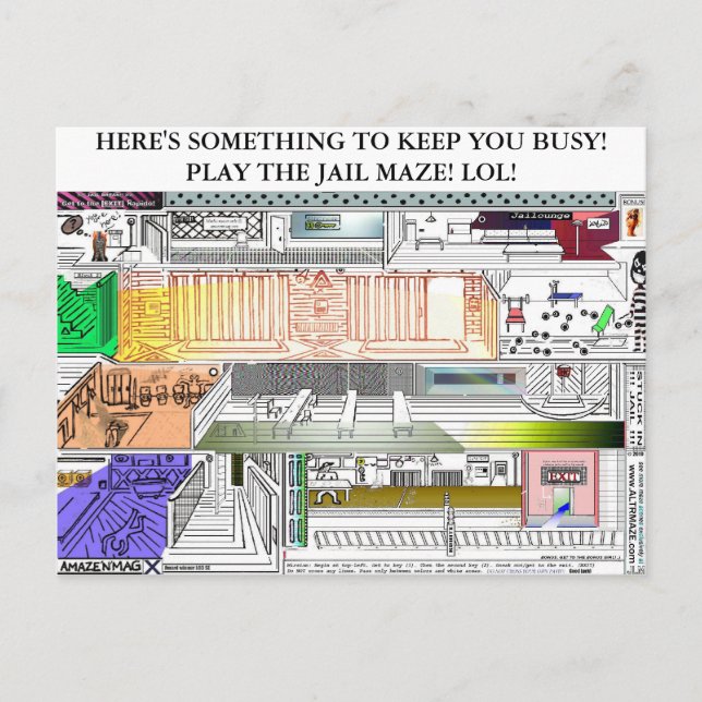 JAIL MAZE:  NÅGOT FÖR BEHÅLLAN DU BUSY! PLA... VYKORT (Framsida)