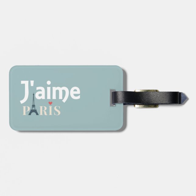 J'aime Paris Luggage Tag w/ läderband Bagagebricka (Baksida Vågrät)