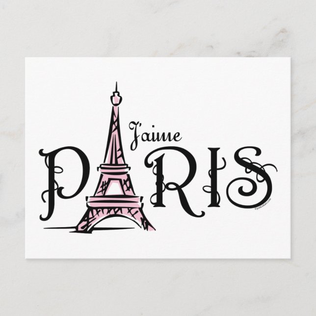 J'aime Paris Postcard Vykort (Framsida)