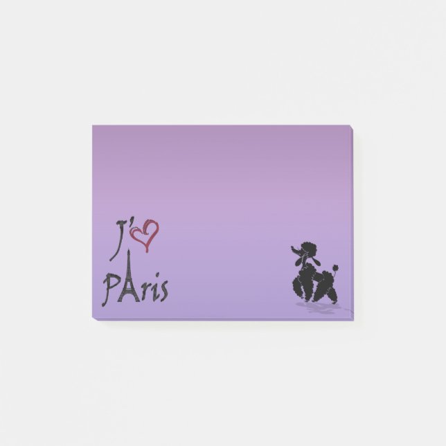 j'aime Paris' pudel Anteckningar Post-it Block (Framsida)