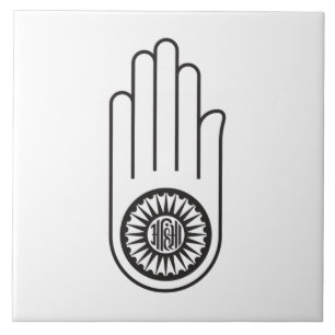 Jain Symbol of Ahimsa (Hand of Non-Violence) Kakelplatta