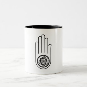 Jain Symbol of Ahimsa (Hand of Non-Violence) Två-Tonad Mugg