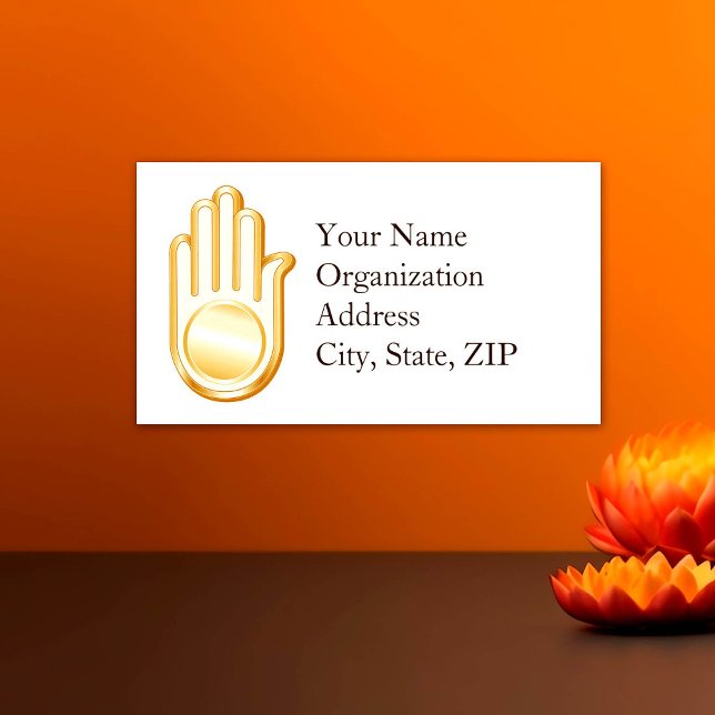 Jain Symbol Visitkort (Jain Symbol Business Card. 
Golden Ahimsa symbol of the Jain faith. Customize with your text.)