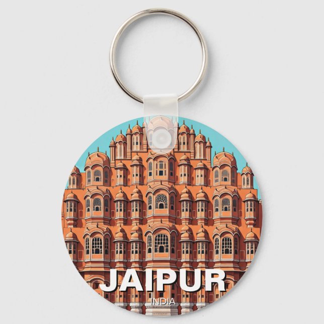 Jaipur Hawa Mahal Souvenir Nyckelring (Framsida)