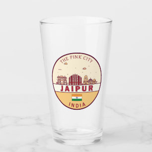Jaipur India City Skyline Emblem Glaskopp
