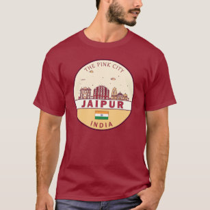 Jaipur India City Skyline Emblem T Shirt