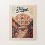 Jaipur India Hawa Mahal Illustration Travel Art Pussel<br><div class="desc">Färgdesign för Jaipur-reflektor. Jaipur,  den sjudande huvudstaden Rajasthan,  är känd som Rosa City för sitt slående terracotta byggnad och royal arv</div>
