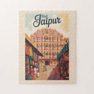 Jaipur India Hawa Mahal Illustration Travel Art Pussel