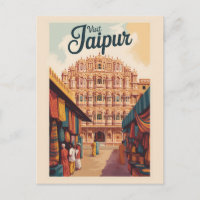 Jaipur India Hawa Mahal Illustration Travel Art