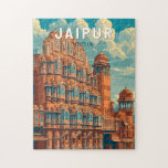 Jaipur India Illustration Travel Art Vintage Pussel<br><div class="desc">Färgdesign för Jaipur-reflektor. Jaipur,  den sjudande huvudstaden Rajasthan,  är känd som Rosa City för sitt slående terracotta byggnad och royal arv</div>