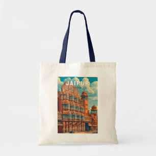 Jaipur India Illustration Travel Art Vintage Tygkasse