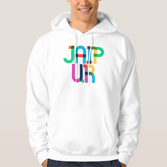Jaipur India Pop Art Brev Hoodie (Framsida)