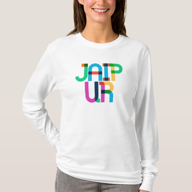 Jaipur India Pop Art Brev T Shirt (Framsida)