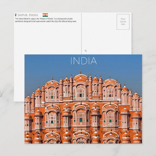 Jaipur, India Travel Postcard Vykort (Fram/baksida)