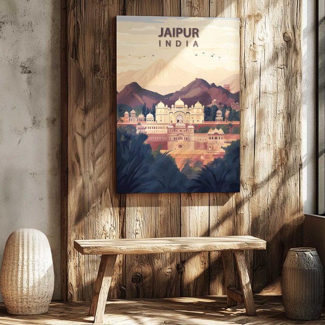 Jaipur Indien Canvastryck Resa Affisch Väggkonst (Jaipur India Canvas Print Travel Poster Wall Art by TinkPrints)