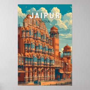 Jaipur Indien Illustration Resa Konst Vintage Poster