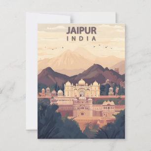 Jaipur Indien Rosa Staden Vintage Resa Vykort