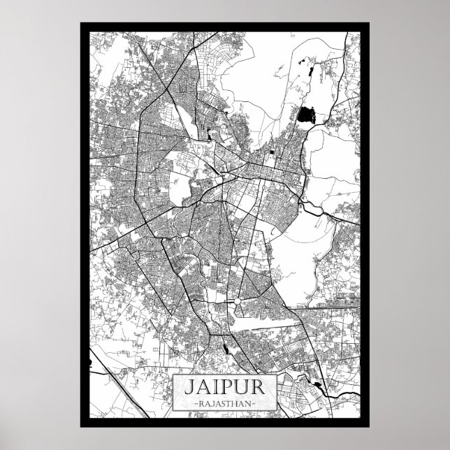 Jaipur Rajasthan Map Poster (Framsidan)
