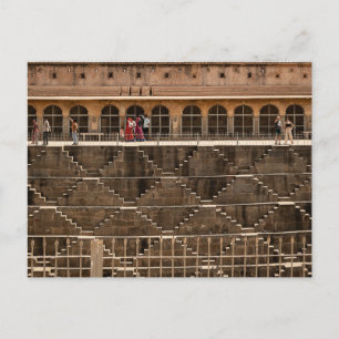 Jaipur Trappa med Besökare Historiska Rajasthan Vykort