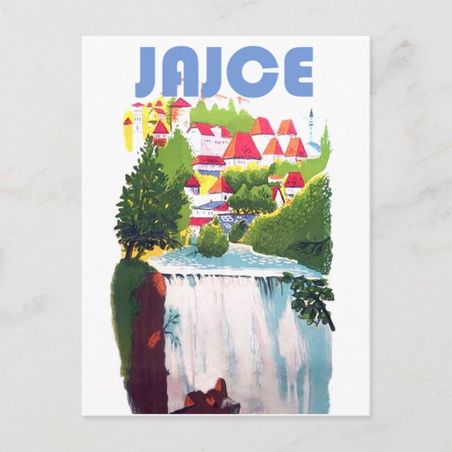 Jajce, vattenfallen Bosnien, Jugoslavien, vintage Vykort (Framsida)