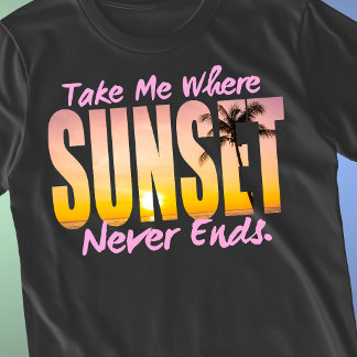 Jakande solnedgångsjägare Retro sommar palmer Kvin T Shirt