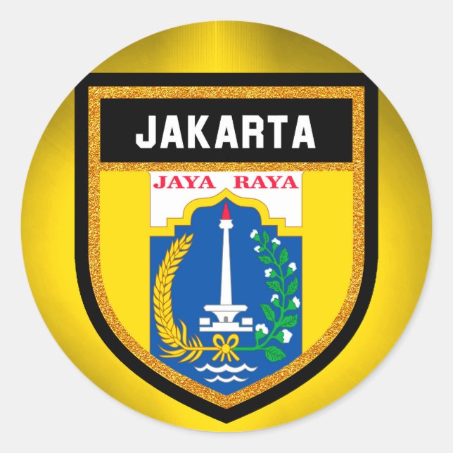 Jakarta Flagga Runt Klistermärke (Framsida)