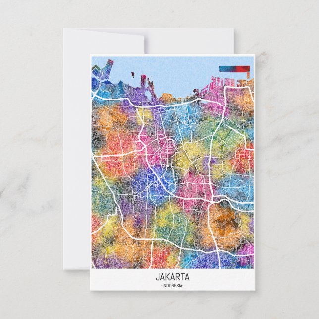 Jakarta Indonesia City Karta Tack Kort (Framsida)
