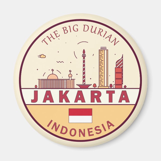 Jakarta Indonesia City Skyline Emblem Magnet (Framsidan)