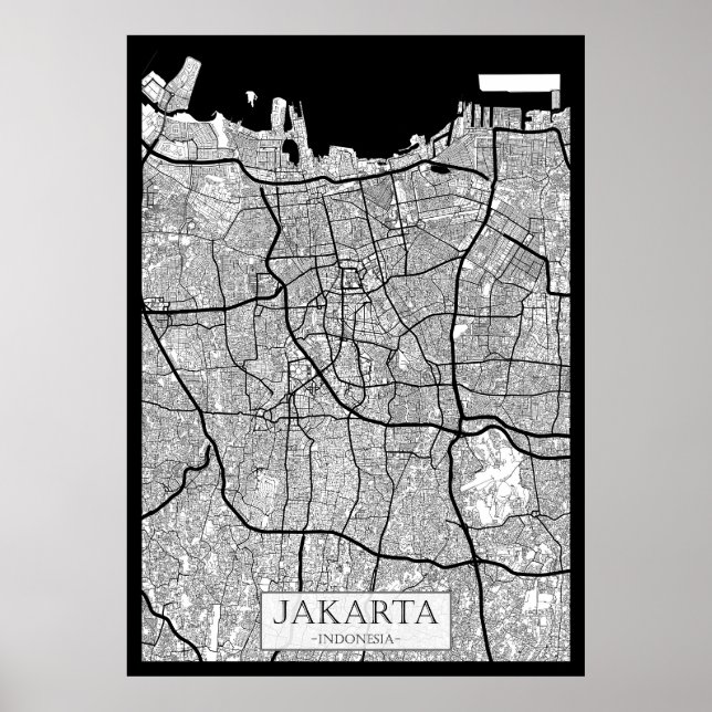 Jakarta Indonesia Map Poster (Framsidan)