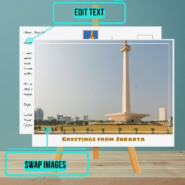 Jakarta Indonesia med nationalmonument Modern Vykort