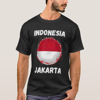 Jakarta Indonesia Vintage indonesisk Flagga Souven T Shirt