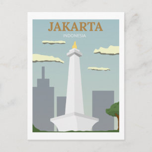 Jakarta, Indonesia Vintage Retro Travel Vykort