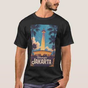 Jakarta Indonesien Illustration Resa Konst Vintage T Shirt